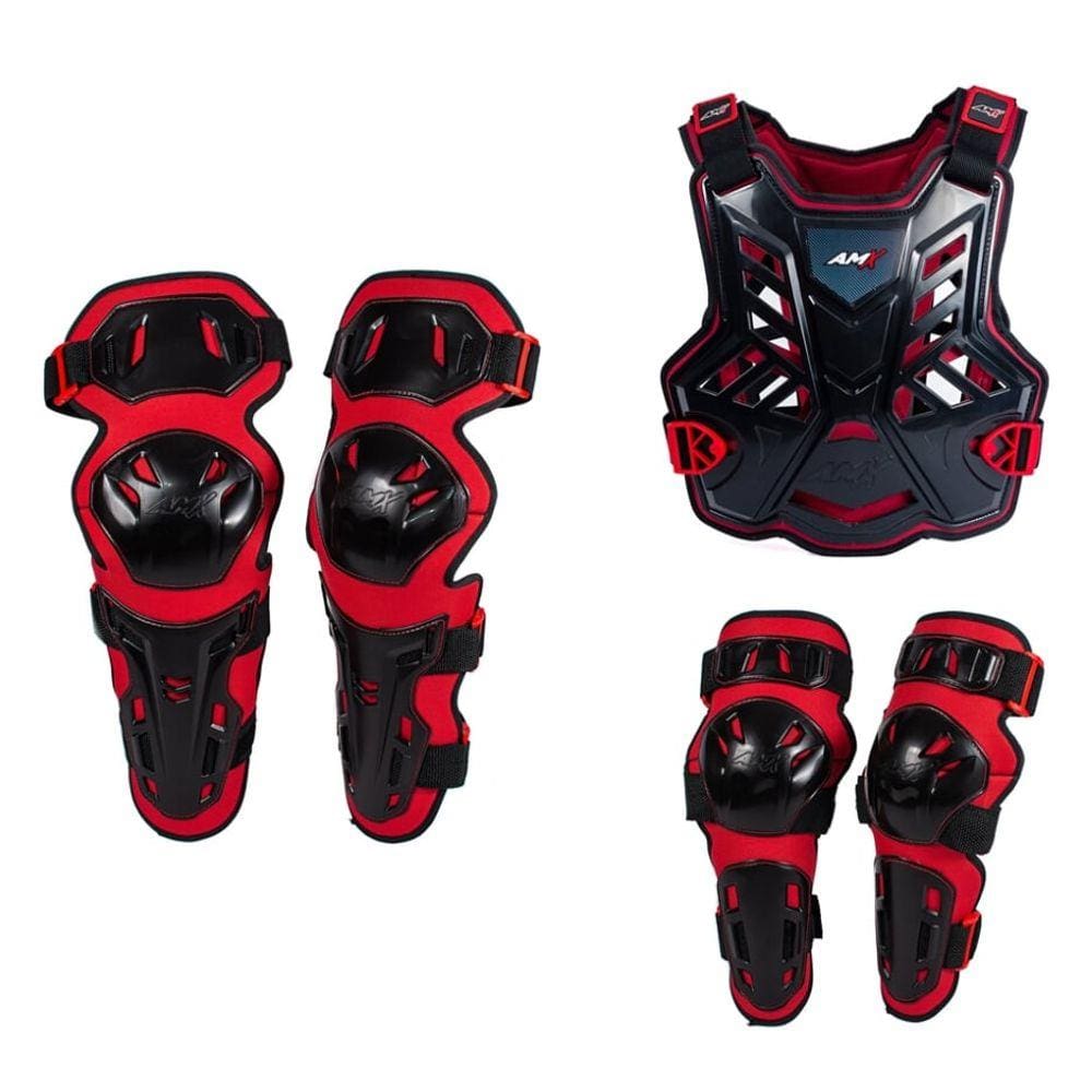 Kit Joelheira Cotoveleira Colete Amx Control Motocross