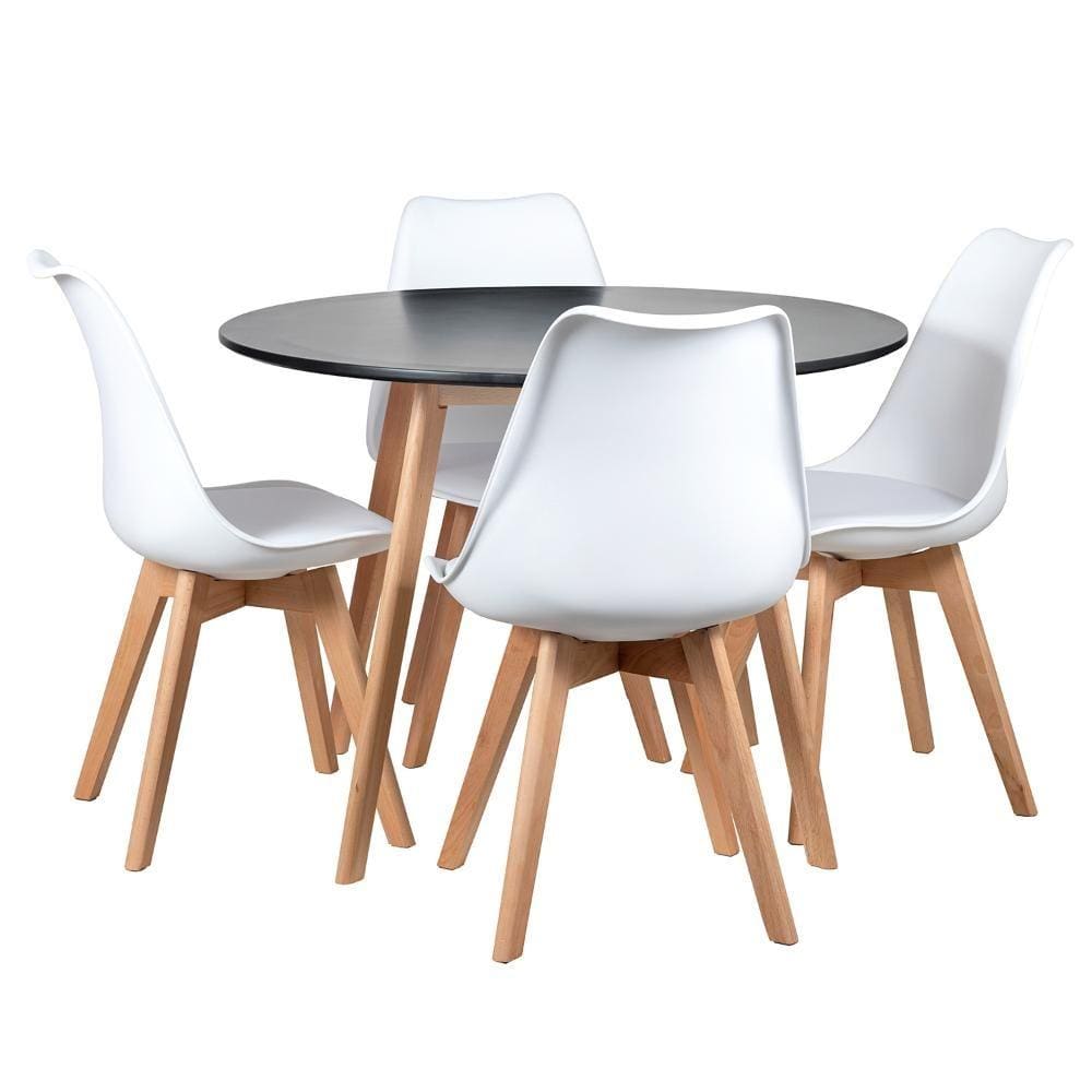 KIT - Mesa Leda 100 cm + 4 cadeiras Leda