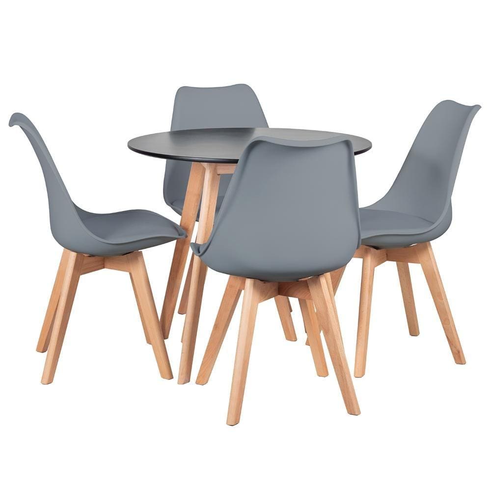 KIT - Mesa Leda 80 cm + 4 cadeiras Leda