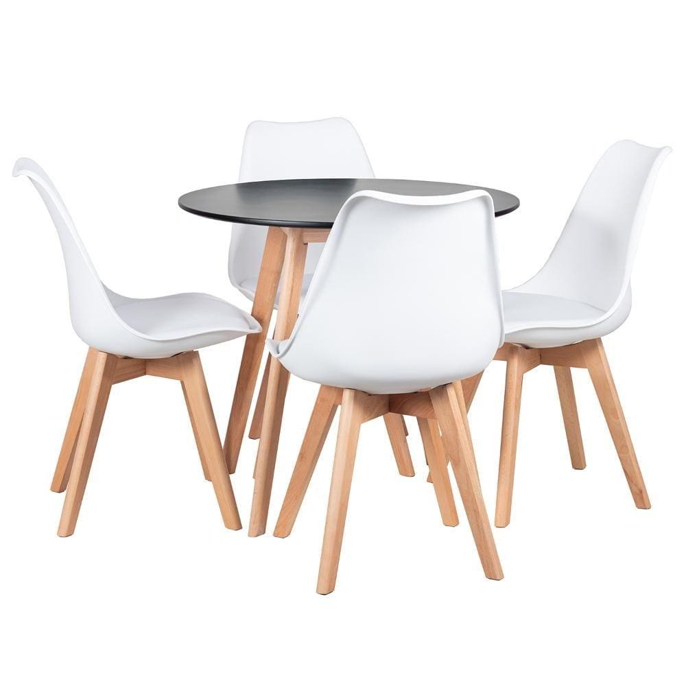 KIT - Mesa Leda 80 cm + 4 cadeiras Leda