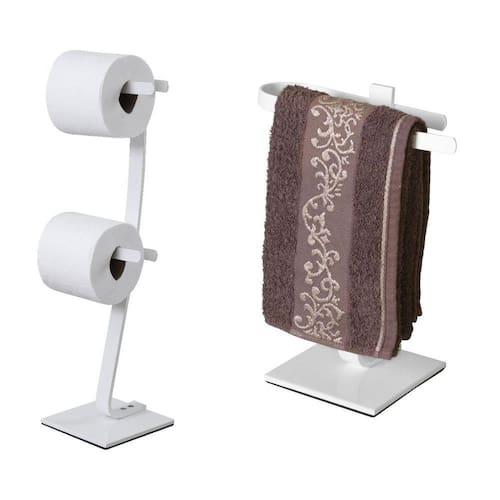 imagem-Kit Toalheiro De Bancada E Papel Higiênico De Chão Branco