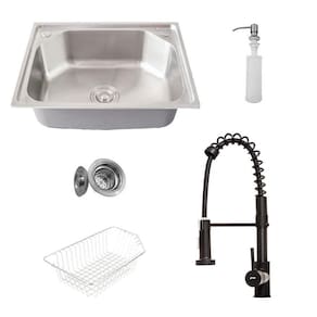 Kit Cuba Pia Gourmet Luxo Prizi Aço Inox 304 43x57cm Kit Completo - C5743 + Torneira Gourmet Prizi Monocomando Preta - KE-6115