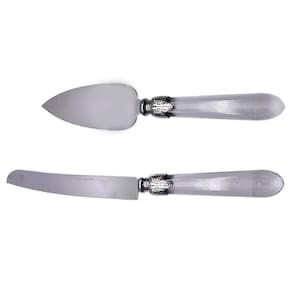 Conjunto 2 Peças para Bolo Aço Inox Cabo Plástico Destiny Transparente