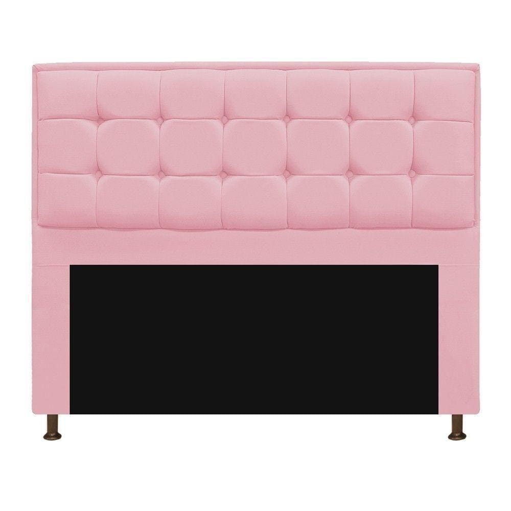 Cabeceira Copenhague 140 cm Casal Suede Rosa Bebê