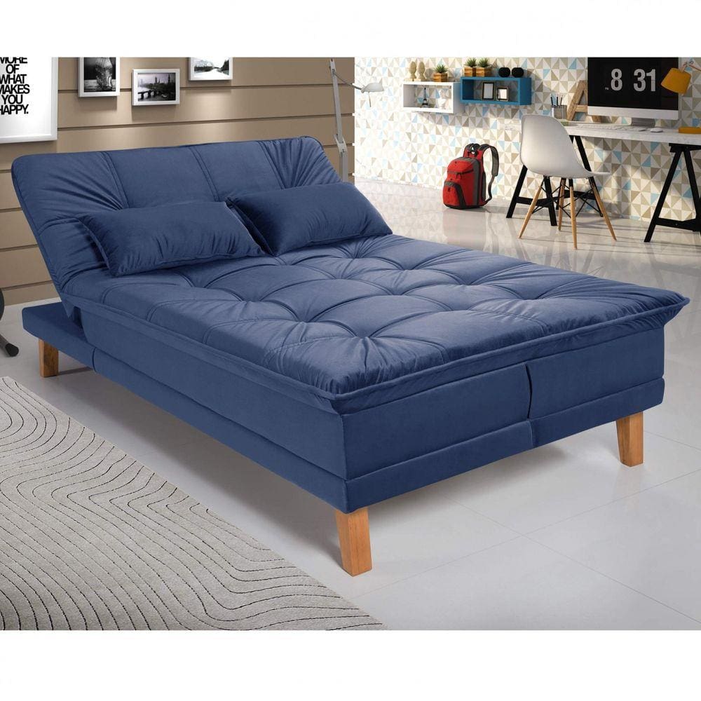 Sofá Cama Berlim Plus Império Estofados Azul Marinho