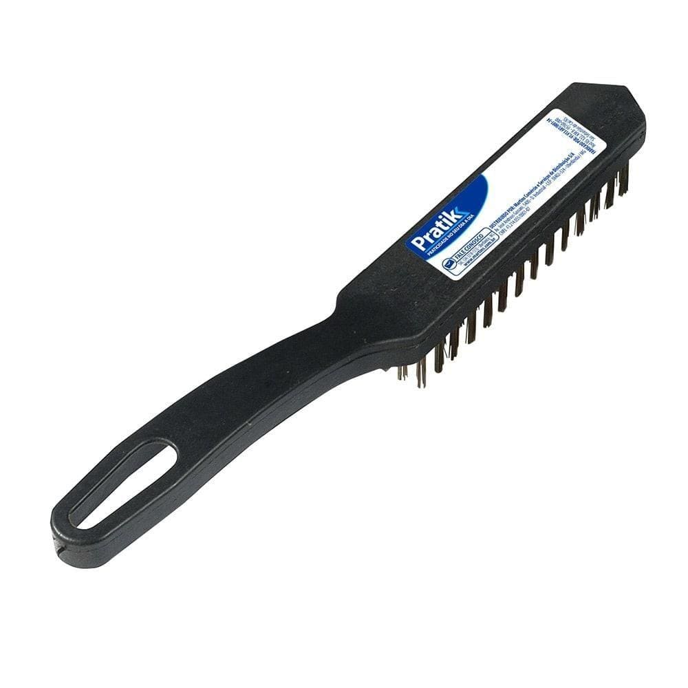 Escova Aço Pratik 4 Fileiras com Cabo Plástico 280X33mm Cerdas 22mm Embalagem com 12 Unidades