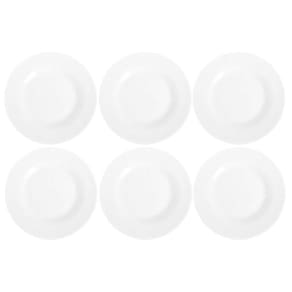 6 Pratos Sobremesa 19cm Redondos Menu Branco Luxo Duralex
