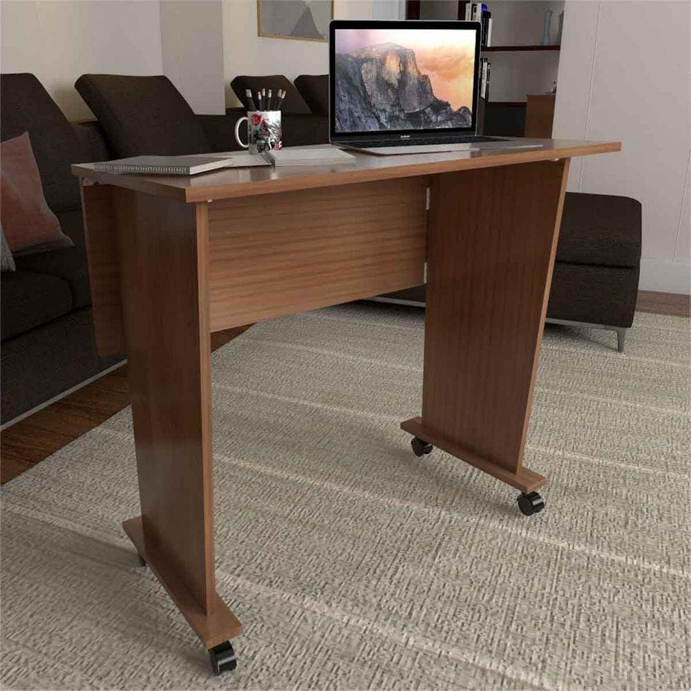 Mesa Escrivaninha Dobrável Wood com Rodízio Amendoa - PNR Móveis