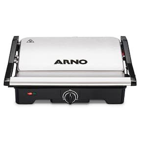 Grill Elétrico Hambúrguer Carne Legumes Arno Dual Antiaderente Preto Inox 1100W