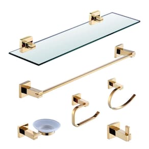 Kit Acessórios para Banheiro Prizi Aço Inox 6 Peças Dourado