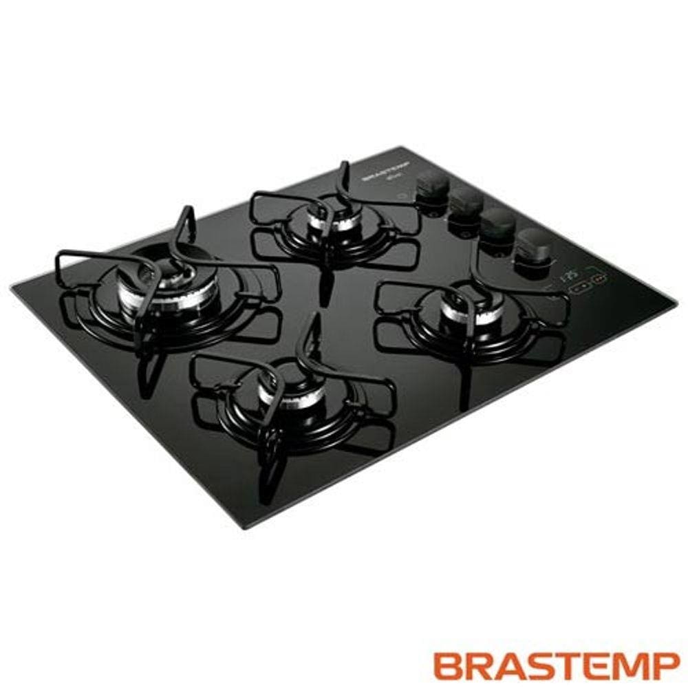 Cooktop Brastemp 4 Bocas, á Gás, Acendimento Super Automático, Touch Timer, Mega Chama - Preto - BRBDT62AEUNA