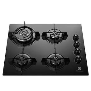 Cooktop a Gás Electrolux em Vidro com 04 Bocas, Acendimento Super Automático, Queimador Tripla-Chama Preto - KE4TP