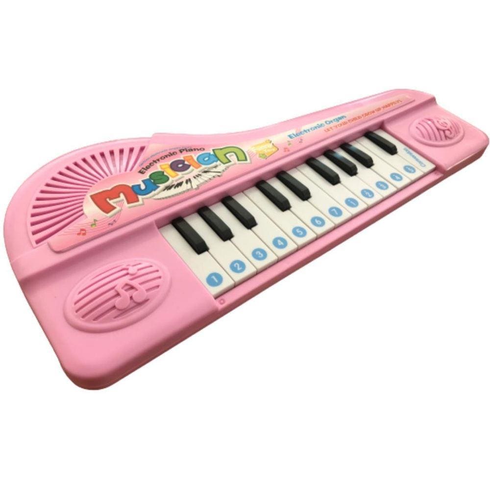 Piano Teclado Infantil Musical Bichos Fazendinha Rosa Art Brink