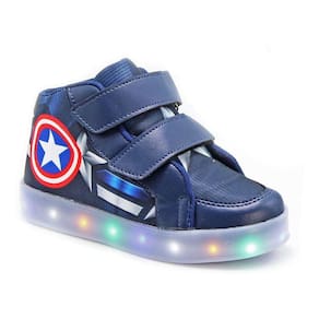 Tenis Com Luz de Led Cano Baixo Capitão America Azul Marinho