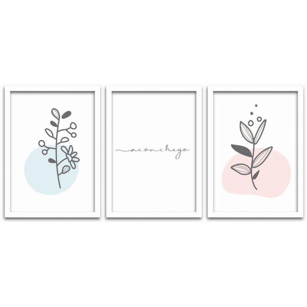 Conjunto Quadros Decorativos 3 peças MDF 20x30 Aconchego