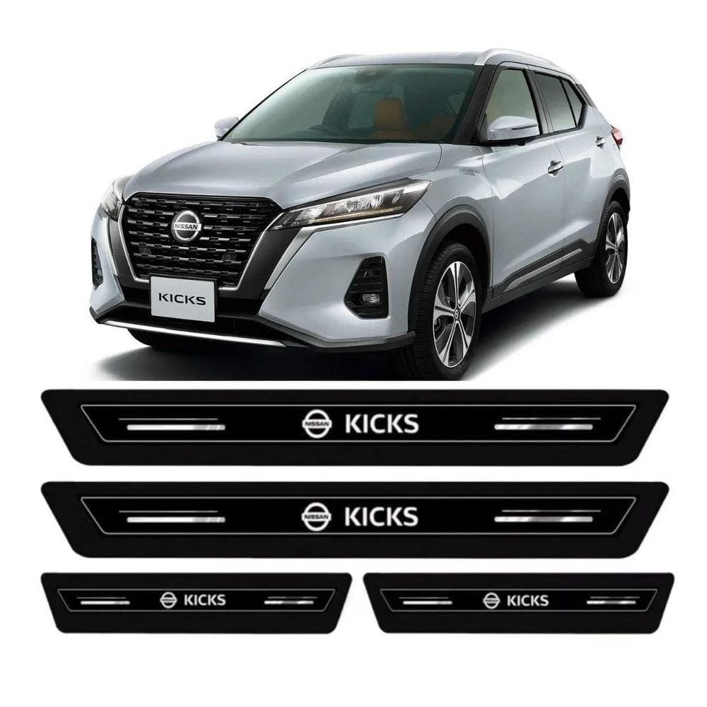 Kit Soleira Resinada Proteção Porta Nissan Kicks - Preto