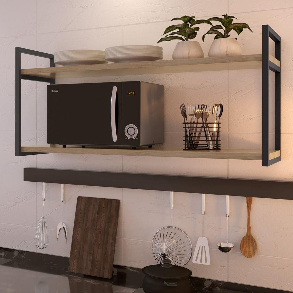 Prateleira Industrial em Aço e MDF 40cmx40cmx90cm Elisa Yescasa Grafite/Siena