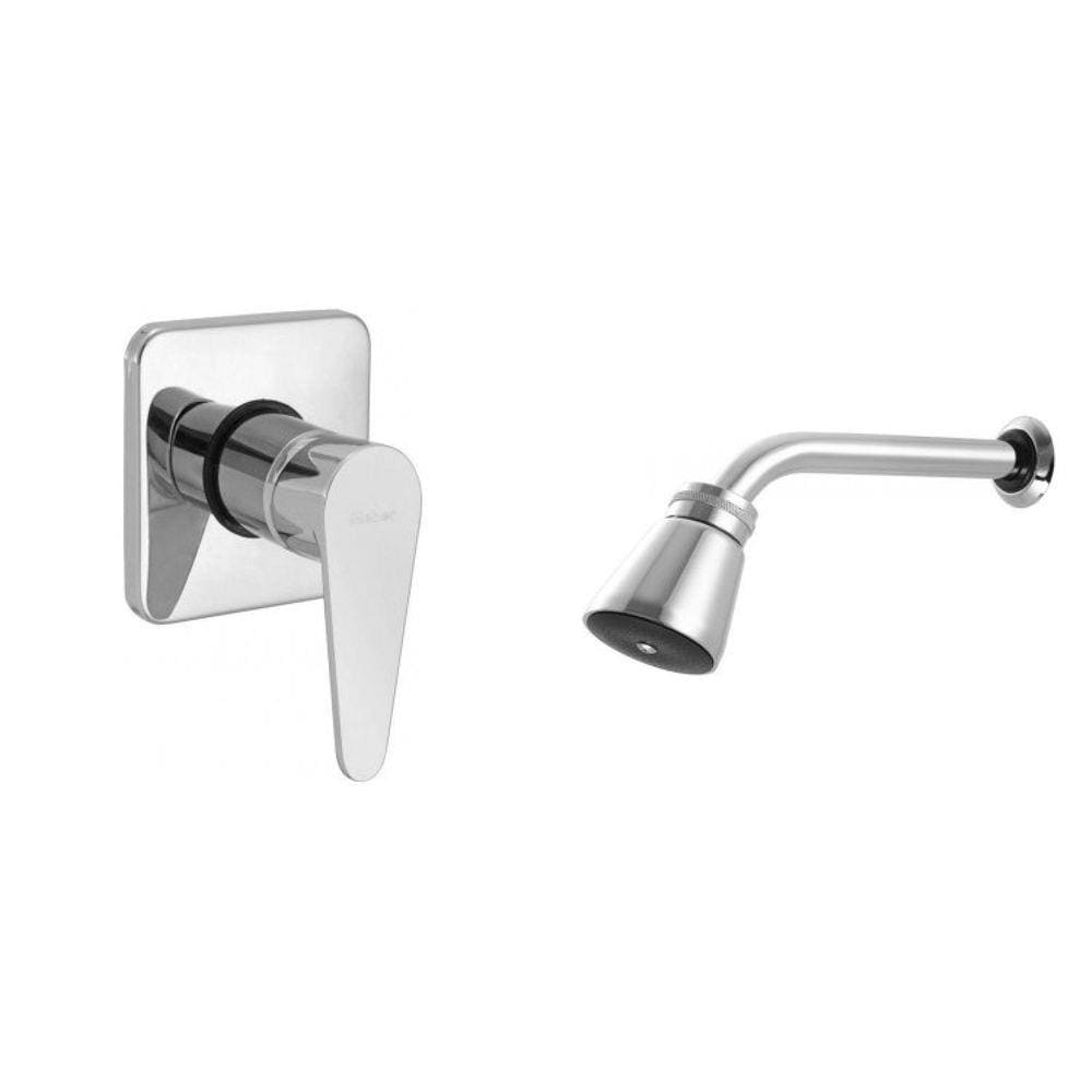 Conjunto para Banheiro Chuveiro e Acabamento para Monocomando Meber Metais Prata