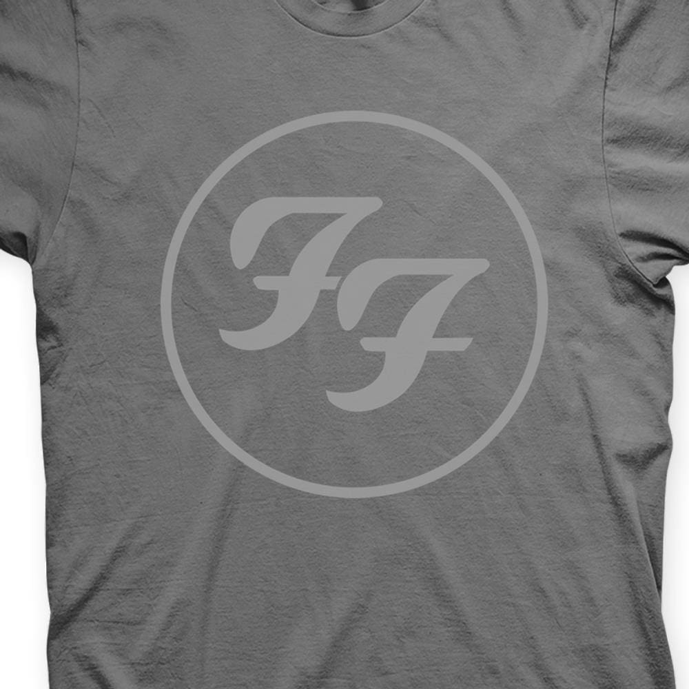 Camiseta Foo Fighters Chumbo e Cinza em Silk 100% Algodão