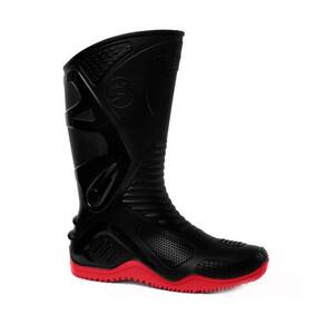 Bota de PVC Preta c/ Solado Vermelho Motosafe N°38 - BRACOL