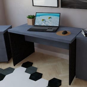 Mesa de Escritório Natus 40mm 90 cm 60 cm Bramov Móveis Preto/Azul