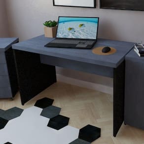Mesa de Escritório Natus 40mm 110 cm 60 cm Bramov Móveis Preto/Azul