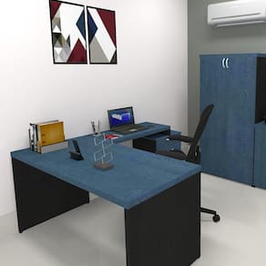 Mesa de Escritório Natus 40mm 130 Bramov Móveis Preto/Azul