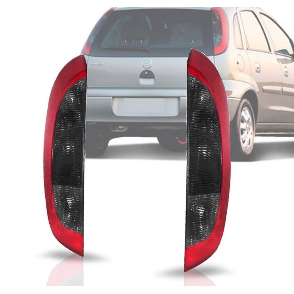 Par Lanterna Gm Corsa Hatch 2003 À 2012 Vermelha Com Fumê