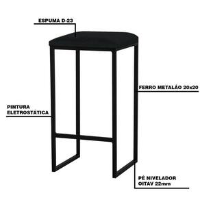 Banqueta Billie Base Preta Veludo Preto Gran Belo
