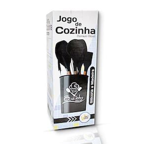 Jogo Útensilios Silicone Para Cozinha 7 Peças Preto