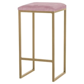 Banqueta Billie Base Gold Veludo Rosê Gran Belo