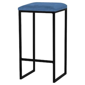 Banqueta Billie Base Preta Suede Azul Marinho Gran Belo