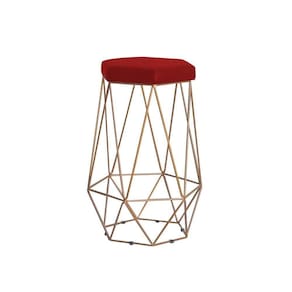 Banqueta Rubel Base Gold Veludo Vermelho Gran Belo