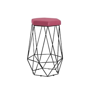 Banqueta Rubel Base Preta Suede Rosa Gran Belo
