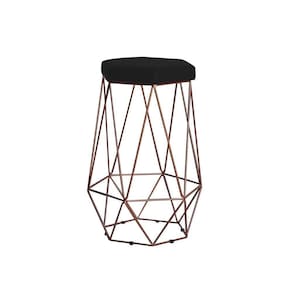 Banqueta Rubel Base Bronze Veludo Preto Gran Belo