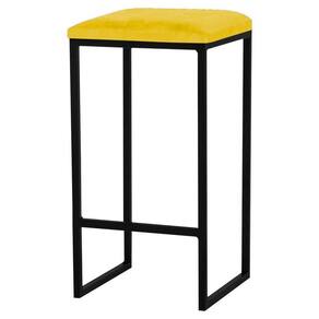 Banqueta Billie Base Preta Suede Amarelo Gran Belo