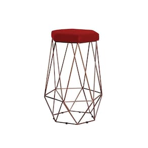 Banqueta Rubel Base Bronze Suede Vermelho Gran Belo