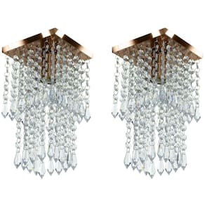 Kit 2 Lustre Plafon De Cristal Acrilico Spark Cobre