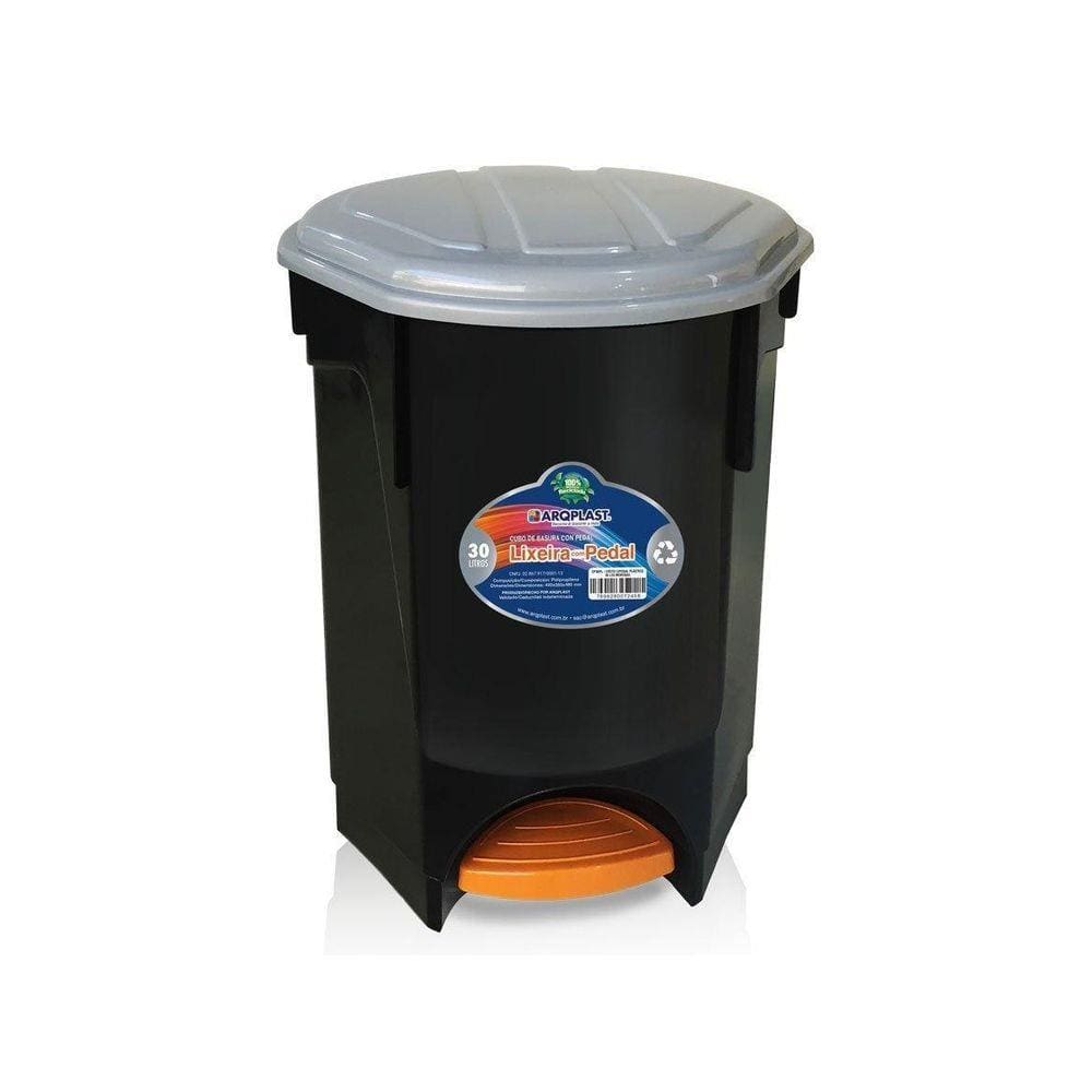 Lixeira 30Lts Com Pedal Montado Cozinha Banheiro Arqplast