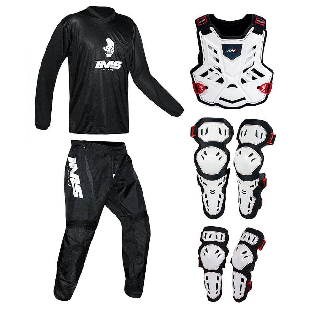 Conjunto Roupa Ims Mx Preto Proteção Amx Branco / Preto