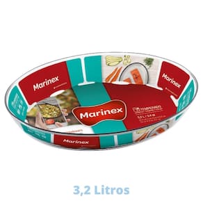 Assadeira Oval de Vidro 3,2 L Assados Costela Doces Marinex