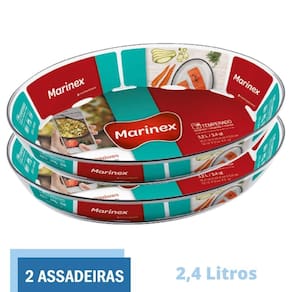 Assadeira Travessa de Vidro Temperado 2,4L Marinex - 2 Unid
