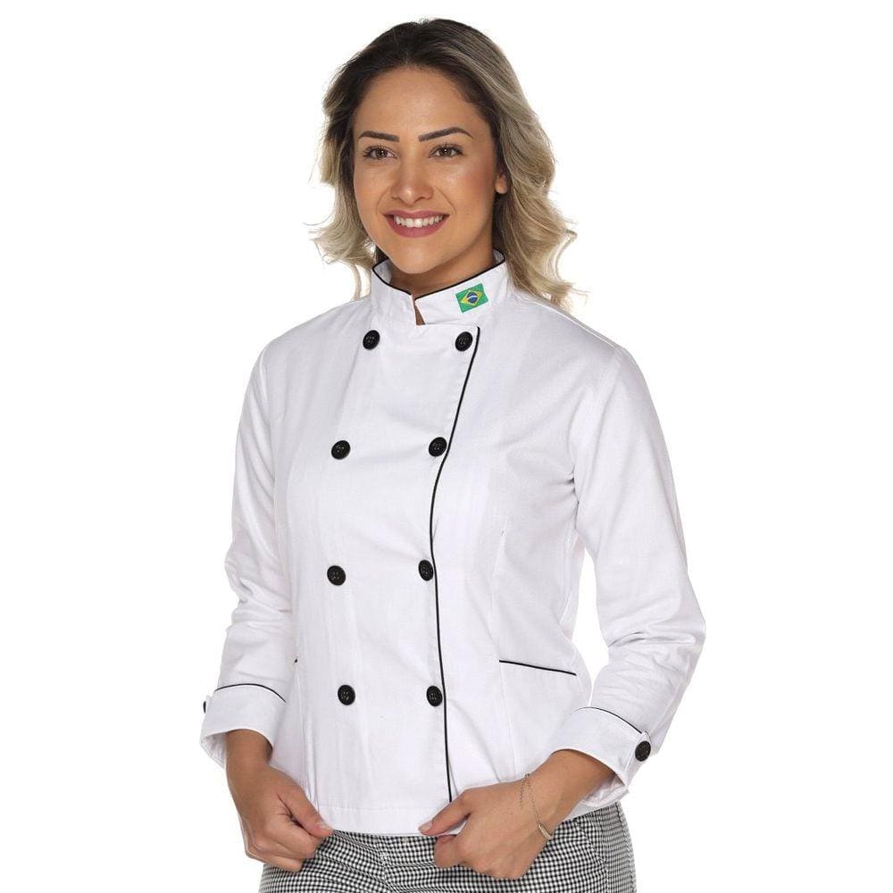 Dolmã Chef Cozinha Feminino Algodão Bandeira