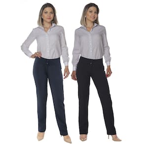 Calça social feminina cós largo