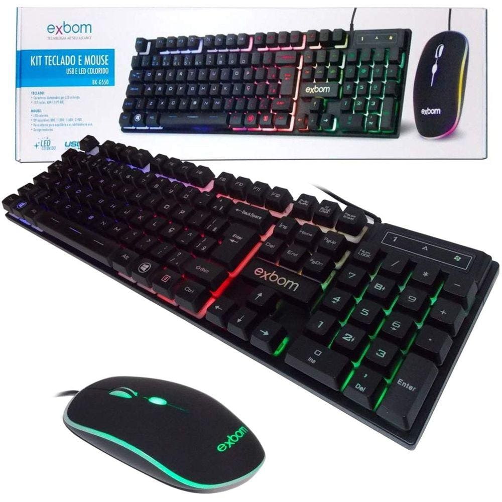 Kit Gamer Teclado semi mecanico Mouse BKG550 ABNT2 USB K5