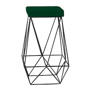 Banqueta Decorativa Kathy Base Preta Suede Verde Gran Belo