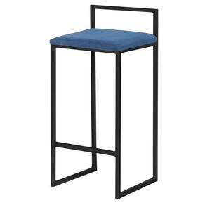 Banqueta Selena Base Preta Suede Azul Marinho Gran Belo