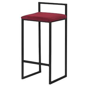Banqueta Decorativa Selena Base Preta Suede Bordô Gran Belo