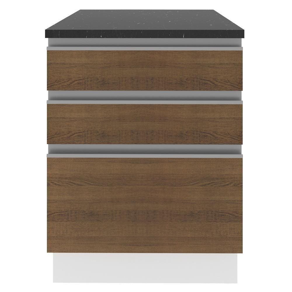 Balcão Madesa Acordes 100% Mdf 60 Cm 3 Gavetas Branco/rustic