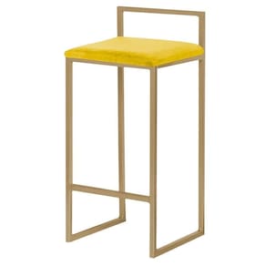 Banqueta Decorativa Selena Base Gold Suede Amarelo Gran Belo